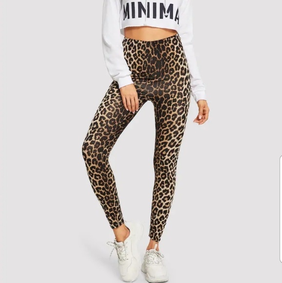 Pants - High Waist Leopard Print Leggings